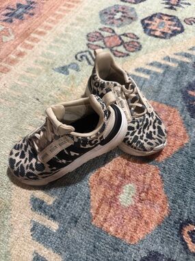 adidas Kids Leopard Print Sneakers - Cream & Black